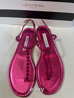 Aquazurra Pink tequila plexi thong flat nappa Purple sandals $750