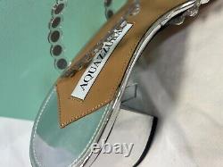 Aquazurra Tequila plexi sandal specchio Silver Platform 8b $1095 Broken straps