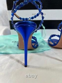 Aquazurra tequila plexi sandal Heel Cobalt Blue 6b $1350 Broken straps