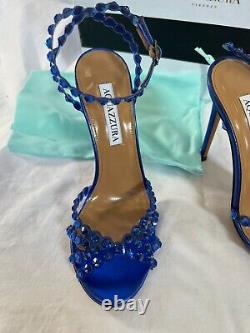 Aquazurra tequila plexi sandal Heel Cobalt Blue 6b $1350 Broken straps