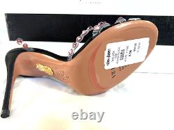 Aquazurra tequila plexi sandal Heel satin pvc black purple 8B $1350 BROKEN STRAP