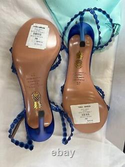 Aquazurra tequila plexi sandal cobalt blue heel shoe 37/7b $1245