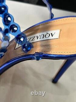 Aquazurra tequila plexi sandal cobalt blue heels Shoes 38.5 8.5b Broken straps