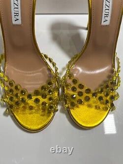 Aquazurra tequila plexi sandal tuscans sun heel shoes $1350 7b