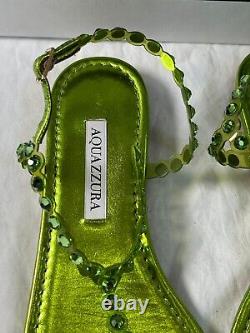 Aquazurra tequila plexi thong flat lime sandals shoes 8b $750