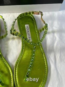 Aquazurra tequila plexi thong flat lime sandals shoes 8b $750