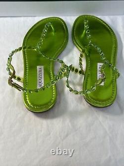 Aquazurra tequila plexi thong flat lime sandals shoes 8b $750