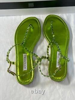 Aquazurra tequila plexi thong flat lime sandals shoes 8b $750