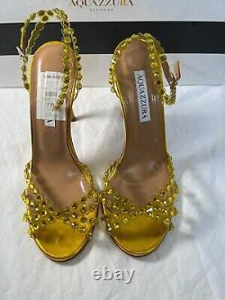 Aquazurra tuscan sun 105mm tequila plexi sandal made in italy 37.5 Broken straps