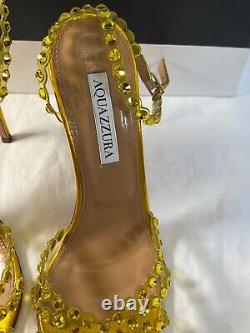 Aquazurra tuscan sun 105mm tequila plexi sandal made in italy 37.5 Broken straps