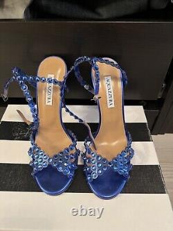 Aquazzura Tequila Blue Sandals Sz 37 Women's