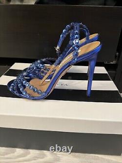 Aquazzura Tequila Blue Sandals Sz 37 Women's