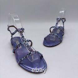 Aquazzura Tequila Crystal-Embellished Ankle-strap Flat Sandals Purple Size 35.5