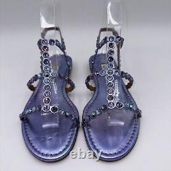 Aquazzura Tequila Crystal-Embellished Ankle-strap Flat Sandals Purple Size 35.5