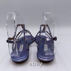 Aquazzura Tequila Crystal-Embellished Ankle-strap Flat Sandals Purple Size 35.5