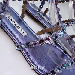 Aquazzura Tequila Crystal-Embellished Ankle-strap Flat Sandals Purple Size 35.5