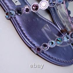 Aquazzura Tequila Crystal-Embellished Ankle-strap Flat Sandals Purple Size 35.5