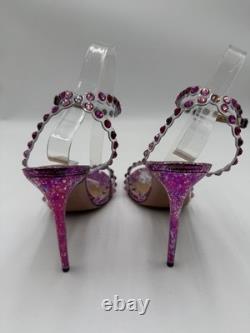Aquazzura Tequila Plexi sandals vibrant pink metallic snake print Size 39