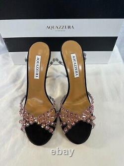 Aquazzura tequila plexi sandal heel shoe black pink 6.5b $1350