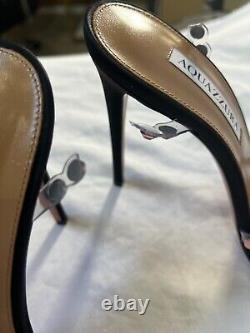 Aquazzura tequila plexi sandal heel shoe black pink 8.5b $1350