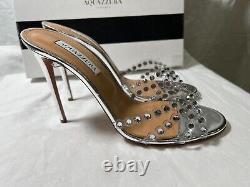 Aquazzura tequila plexi sandal heel shoe specchio silver 8.5b $1350