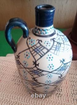 Artist Javier Servin Tequila Shot Set Jug + 6 Cup, Signed, Made In Mexico 1997
