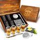 Atterstone Tequila Shot Glass Sugar Skull Wooden Box Set For Men And Women