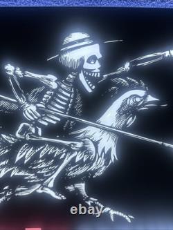 Awesome Espolon Tequila Light Up Led Skeleton Warrior Rooster Sign 24 X 19