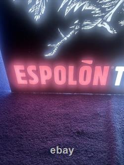 Awesome Espolon Tequila Light Up Led Skeleton Warrior Rooster Sign 24 X 19