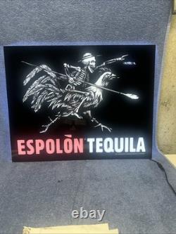 Awesome Espolon Tequila Light Up Led Skeleton Warrior Rooster Sign 24 X 19