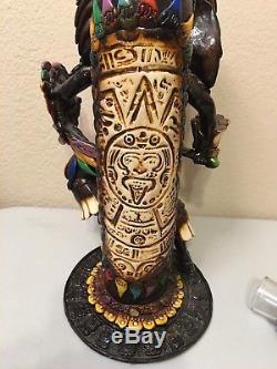 Aztec Eagle Warrior Tequila Bottle Shot Glass Mexican Obsidian Stone Teotihuacan