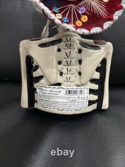 AzulejoS Anejo Tequila Pottery Skeleton Decanter SKELLY Empty Red Sombrero