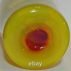 BLENKO 14 Mid-Century Modern Signed Label Tequila Sunrise Tangerine Glass Vase