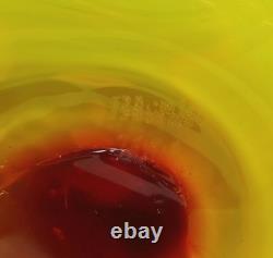 BLENKO 14 Mid-Century Modern Signed Label Tequila Sunrise Tangerine Glass Vase