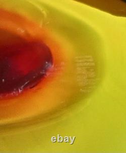 BLENKO 14 Mid-Century Modern Signed Label Tequila Sunrise Tangerine Glass Vase