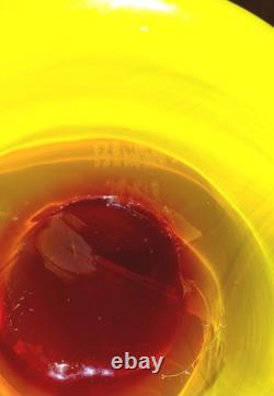 BLENKO 14 Mid-Century Modern Signed Label Tequila Sunrise Tangerine Glass Vase