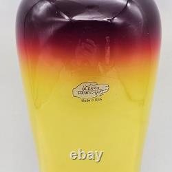 BLENKO Glass Vase Tequila Sunrise 10 Signed 2002
