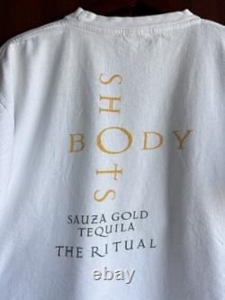 BODY SHOTS Rare Vintage 90s Grail 100% Wool Sauze Gold Tequila Promo T-Shirt