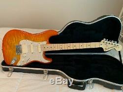 Baines Stratocaster Fender USA Neck Warmoth Quilt Top Tequila Sunrise EMG HSS