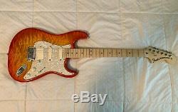 Baines Stratocaster Fender USA Neck Warmoth Quilt Top Tequila Sunrise EMG HSS