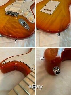 Baines Stratocaster Fender USA Neck Warmoth Quilt Top Tequila Sunrise EMG HSS