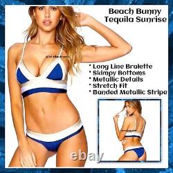 Beach Bunny BlueWhite Gold Tequila Sunrise Longline XL/L Set $250