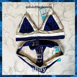 Beach Bunny BlueWhite Gold Tequila Sunrise Longline XL/L Set $250