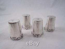 Bernice Goodspeed Sterling Mexico Set 4 Shot Cups Glasses Mexican Tequila Silver