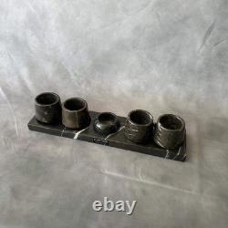 Black Marble Tequila Set, Handmade Mezcalero Set with Salt Dish, Luxury Stone Sh