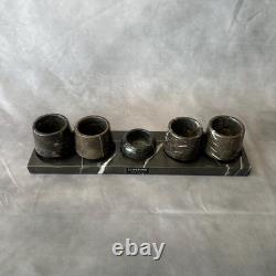 Black Marble Tequila Set, Handmade Mezcalero Set with Salt Dish, Luxury Stone Sh