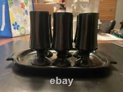 Black Onyx tray with 6 shot glasses tequila mezcal espresso