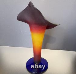 Blenko 2003 Rare Signed Jack In The Pulpit Vase Tequila Sunrise Tri Color Glow