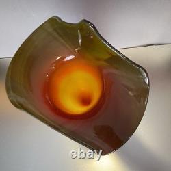Blenko 2003 Rare Signed Jack In The Pulpit Vase Tequila Sunrise Tri Color Glow