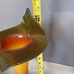 Blenko 2003 Rare Signed Jack In The Pulpit Vase Tequila Sunrise Tri Color Glow Blenko 2003 Rare Signed Jack In The Pulpit Vase Tequila Sunrise Tri Color Glow